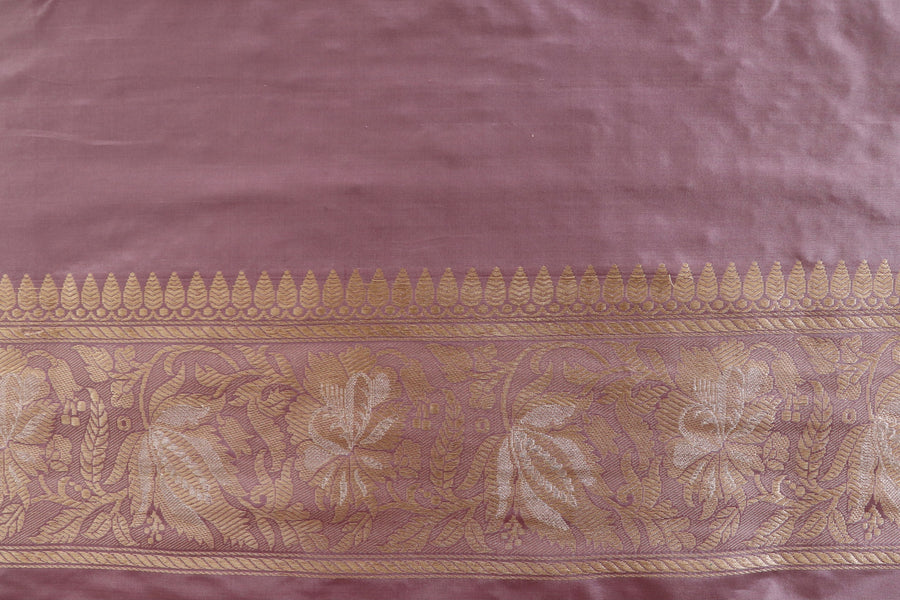 Lilac Chinar Jangla Pure Silk Handloom Banarasi Saree
