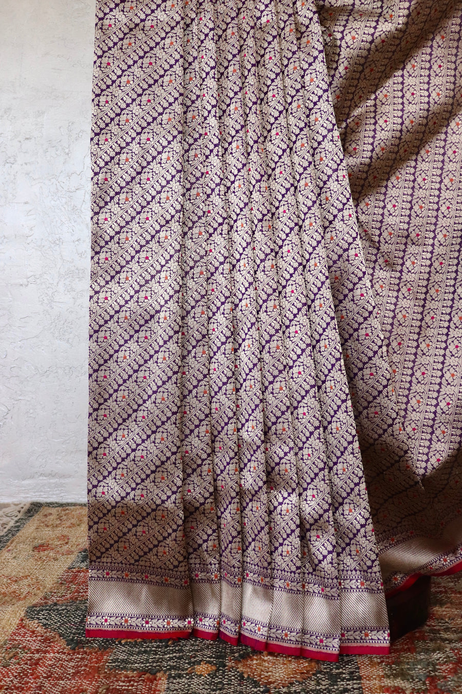 Purple Meenadar Adda Tanchoi Pure Silk Handloom Banarasi Saree