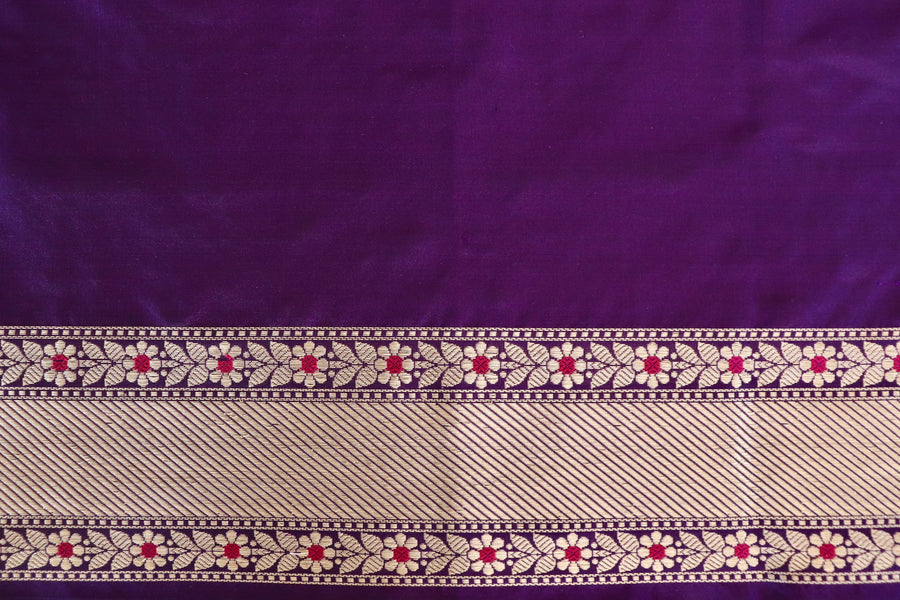 Purple Meenadar Adda Tanchoi Pure Silk Handloom Banarasi Saree