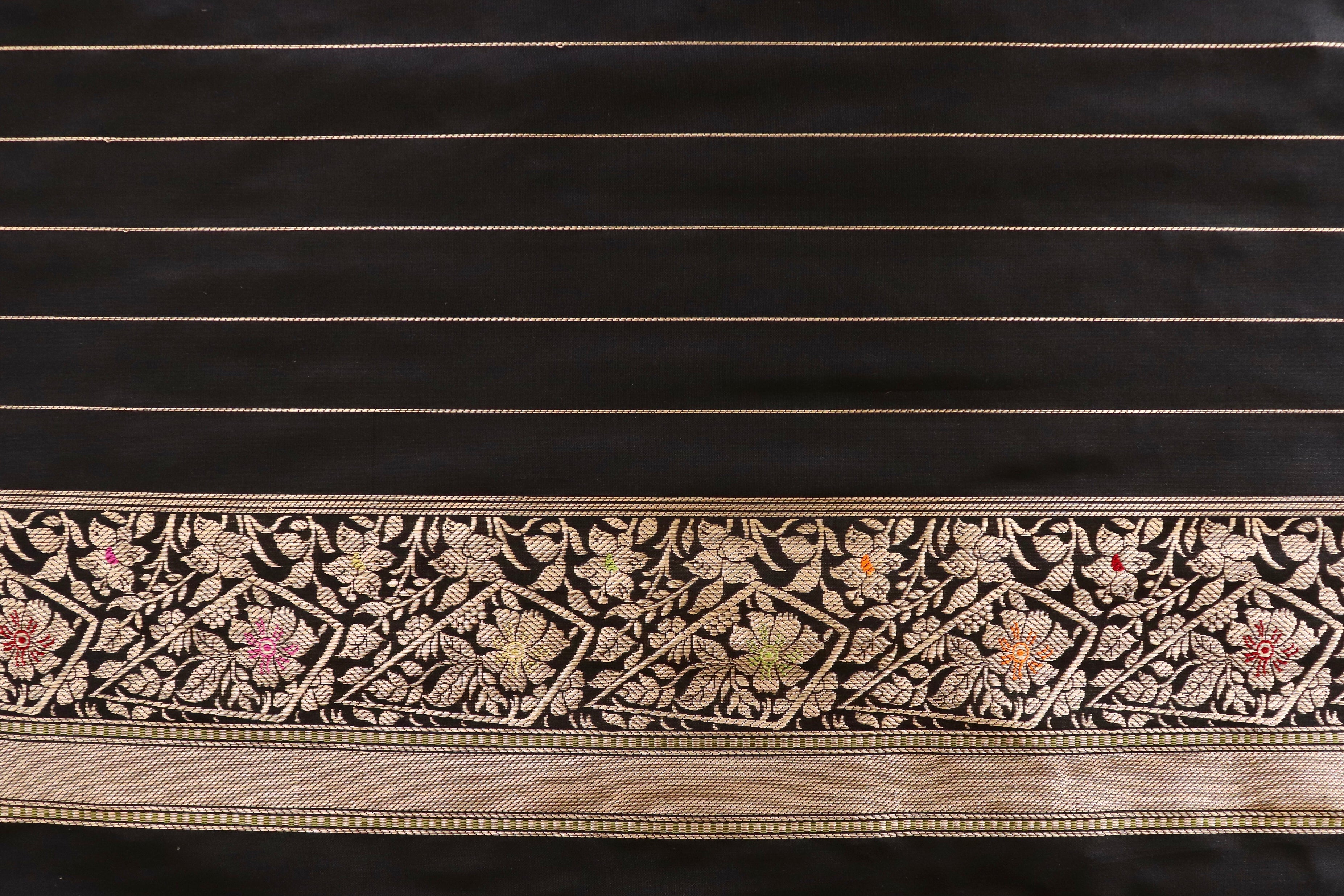 Black Kairy Pure Silk Handloom Banarasi Saree