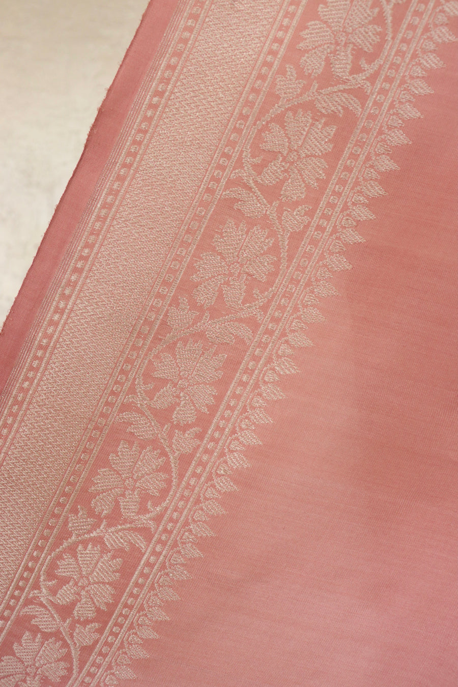 Rose Pink Guldasta Motif Pure Katan Silk Handloom Saree