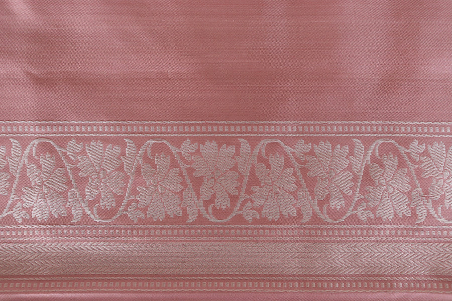 Rose Pink Guldasta Motif Pure Katan Silk Handloom Saree