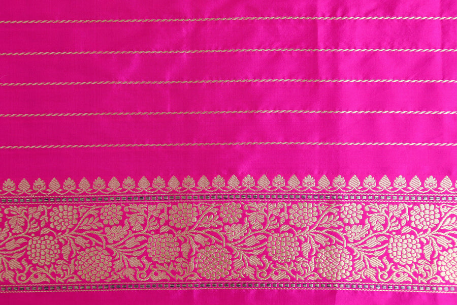 Bright Blue & Pink Kadhua Pure Katan Silk Handloom Banarasi Saree