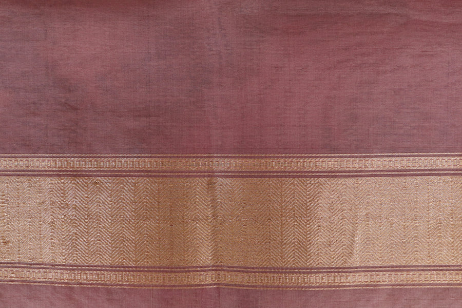 Dusty Rose Kairy Kuniya Pure Kora Silk Handloom Banarasi Saree