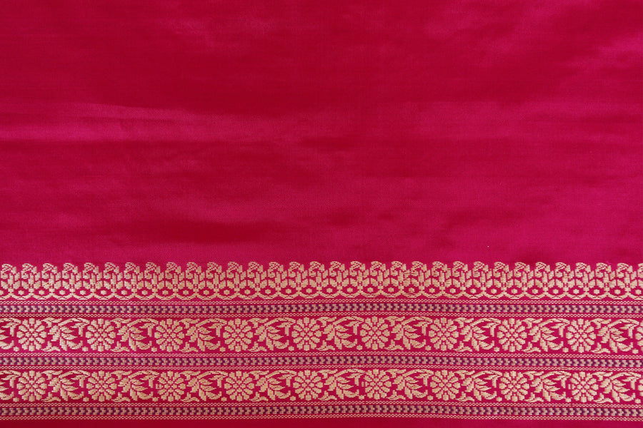 Rani Pink Peacock Motif Pure Silk Handloom Banarasi Saree