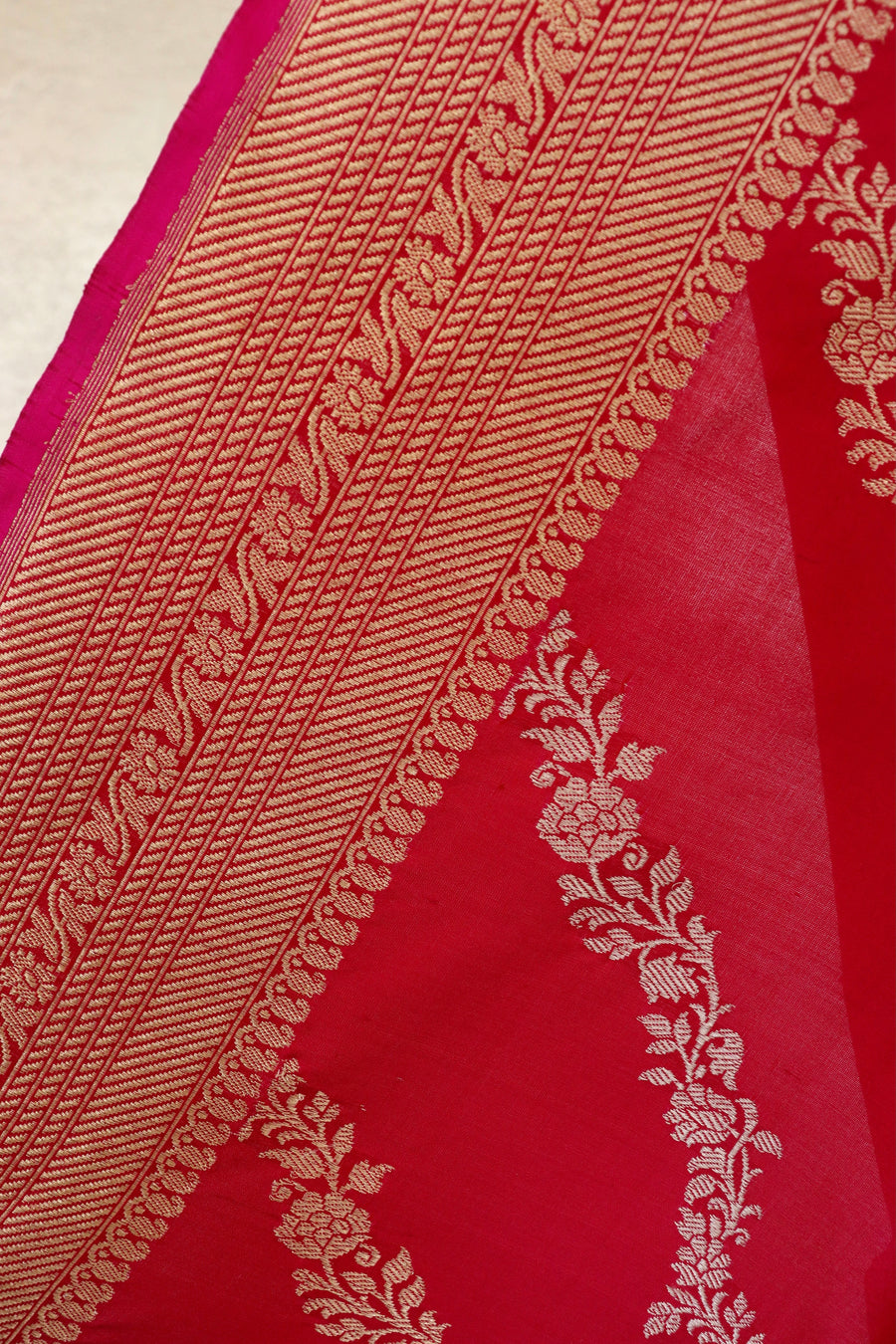 Rani Pink Aada Jangla Pure Katan Silk Banarasi Saree