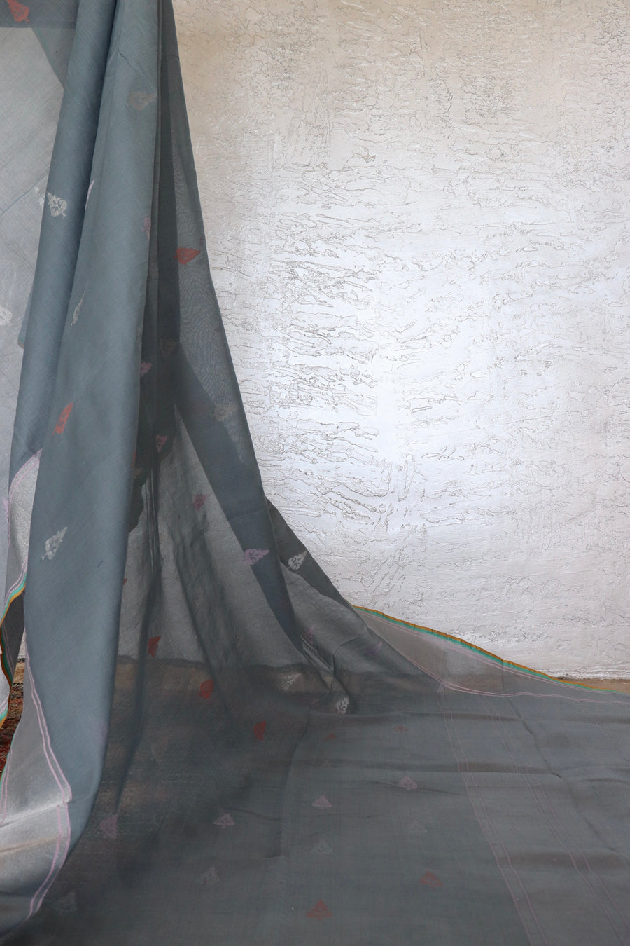 Grey Cotton Kadhua Motif Banarasi Handloom Saree