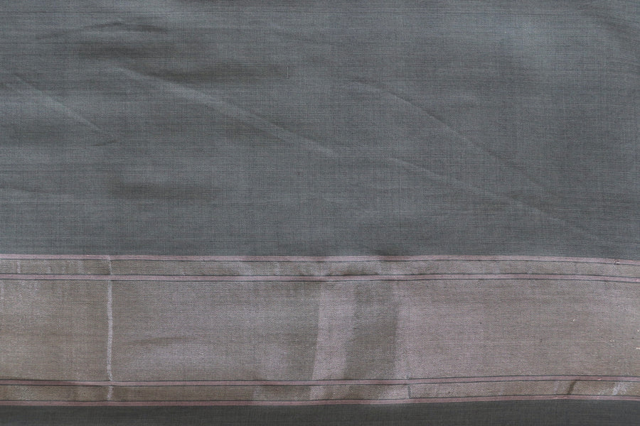 Grey Cotton Kadhua Motif Banarasi Handloom Saree