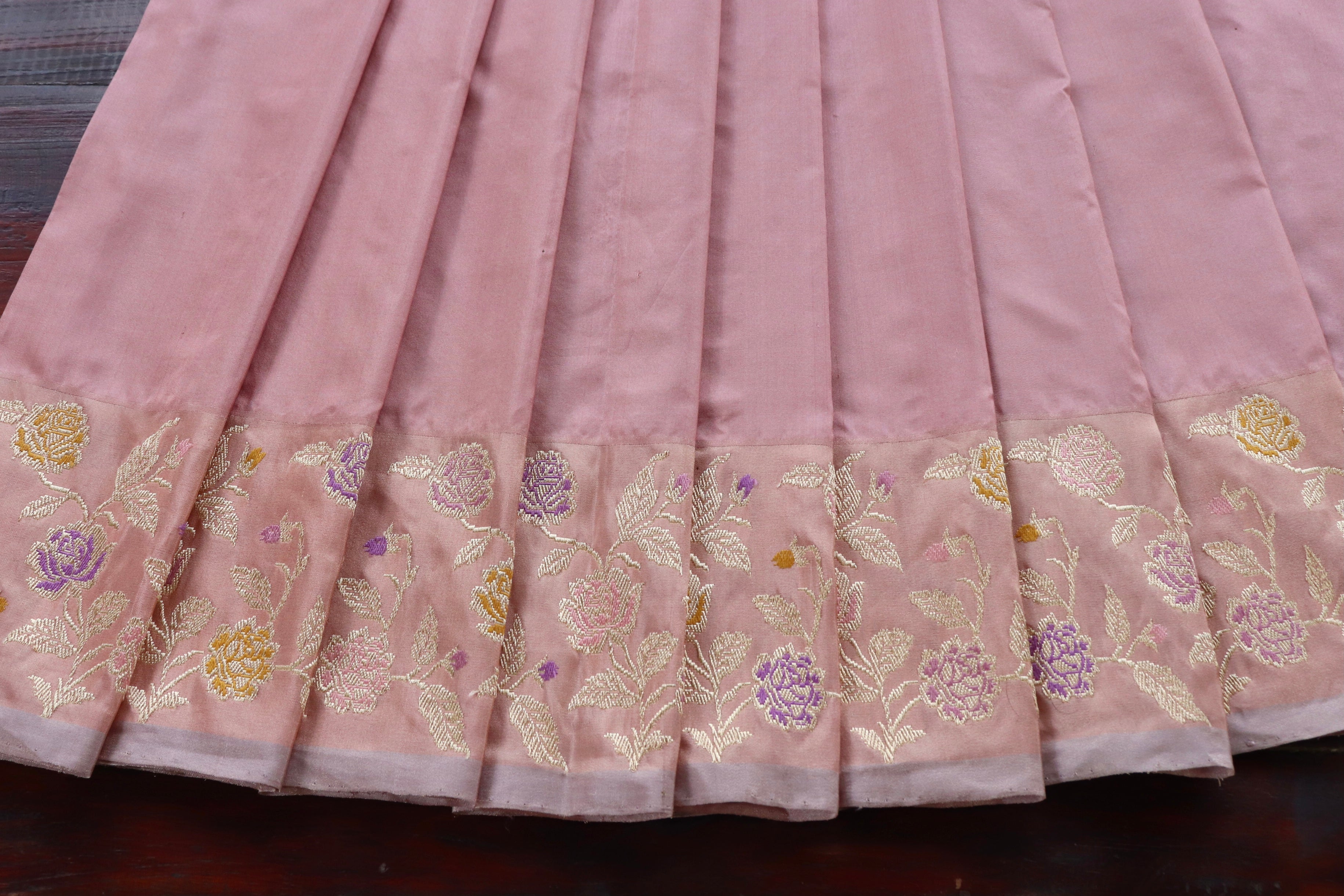 Rose Pink Kadhua Pure Katan Silk Handloom Banarasi Saree
