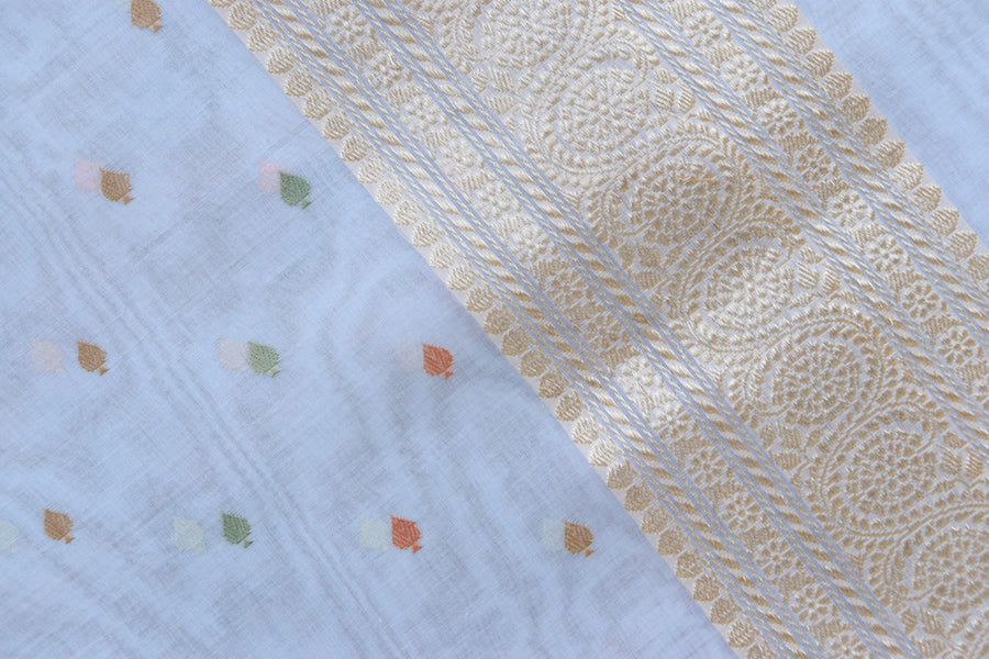 Blouse piece for White Kadhua Kora Banarasi saree