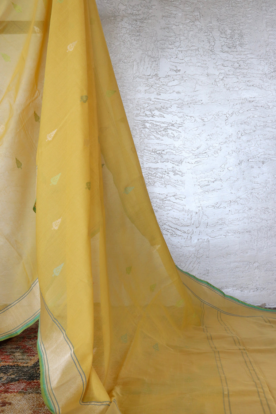 Yellow Cotton Kadhua Motif Banarasi Handloom Saree