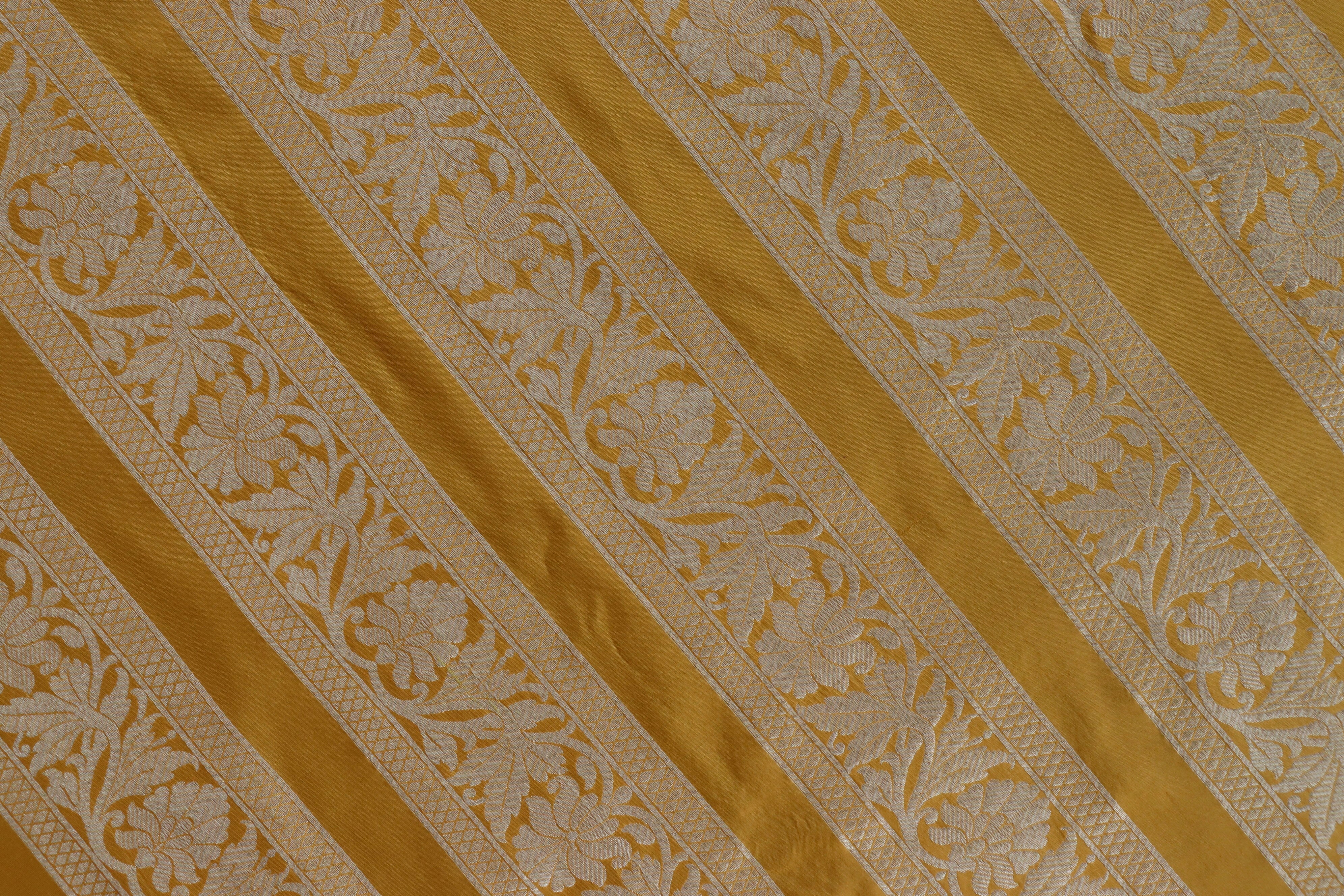 Yellow Meenadar Banarasi Handloom Silk Bridal Lehenga