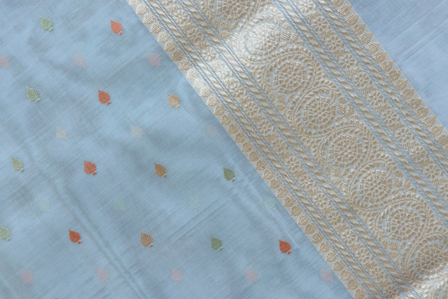 Kora silk texture of Light Green Kadhua Banarasi saree