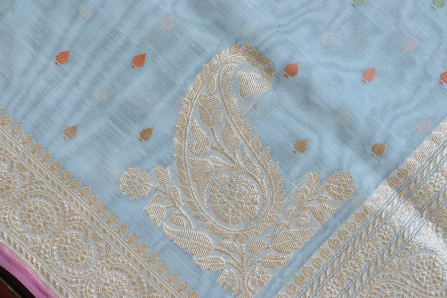 Blouse piece for Light Green Kadhua Kora Banarasi saree