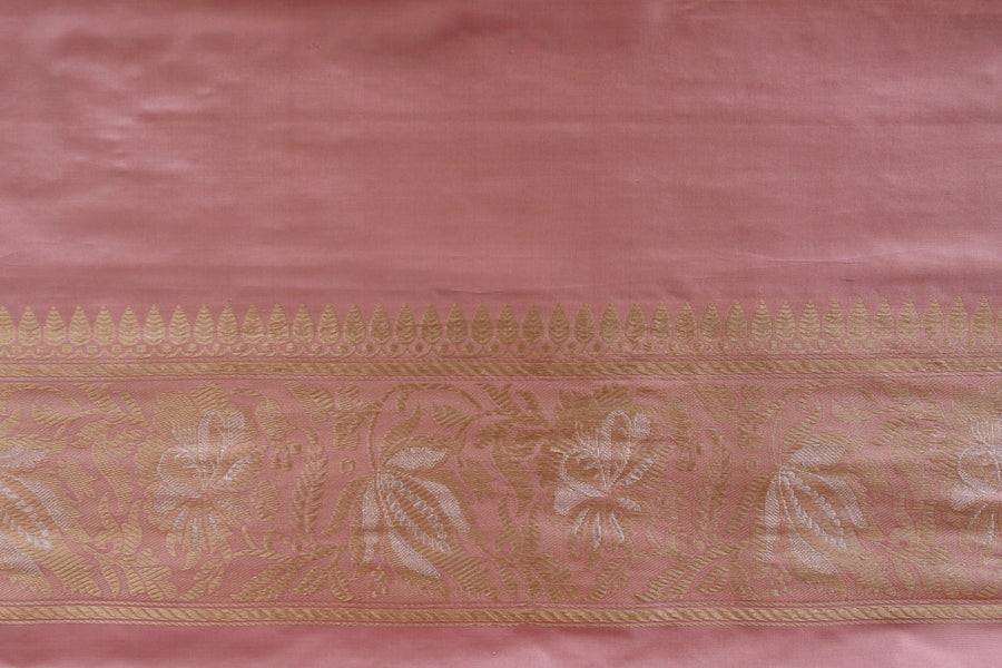 Soft Pink Chinar Jangla Pure Silk Handloom Banarasi Saree
