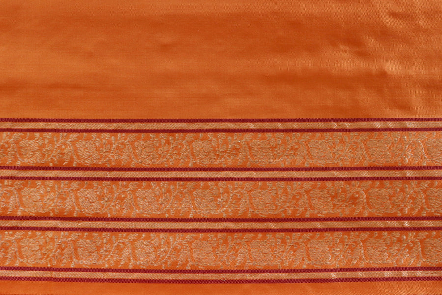 Coral Orange Kadhua Motif Pure Silk Handloom Banarasi Saree