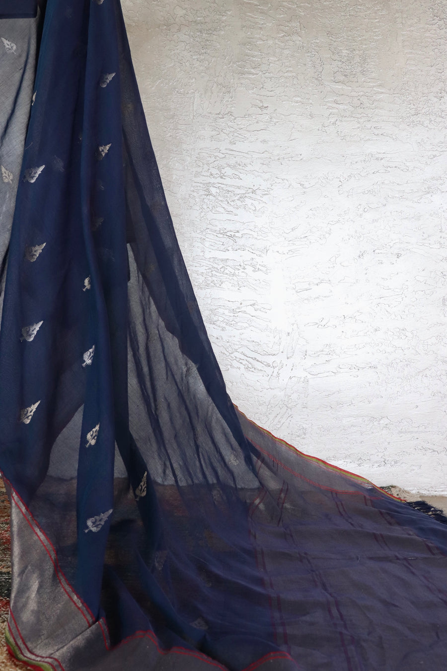 Blue Cotton Kadhua Motif Banarasi Handloom Saree