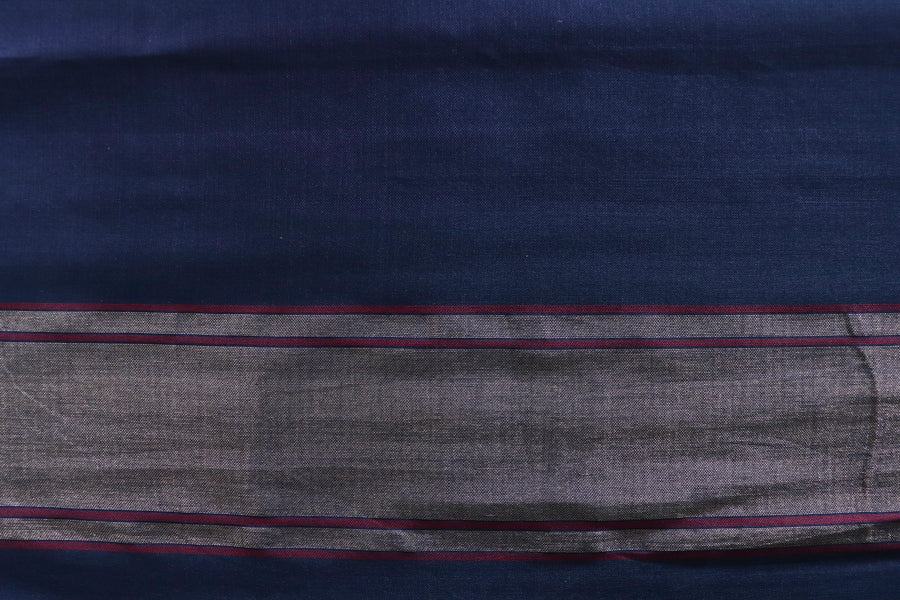 Blue Cotton Kadhua Motif Banarasi Handloom Saree