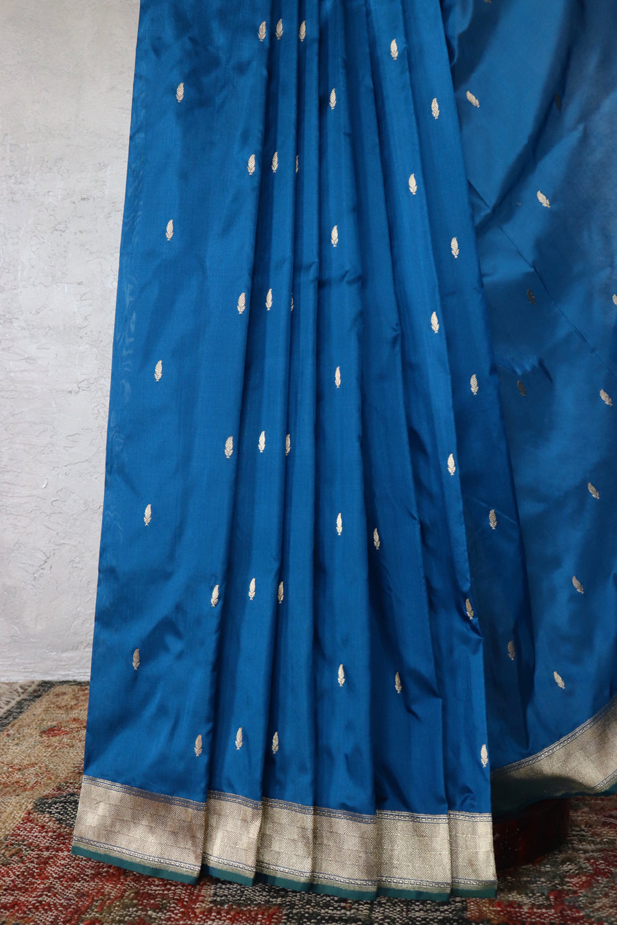Blue Kairy Kuniya Pure Silk Handloom Banarasi Saree