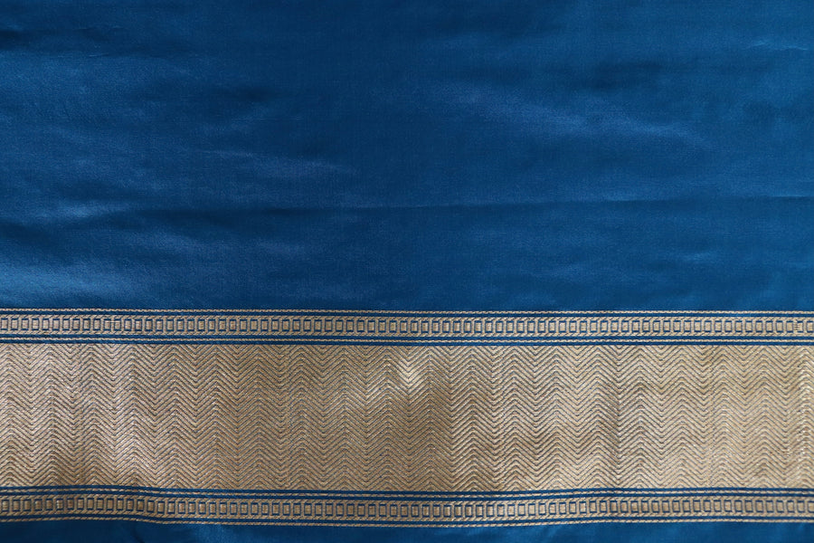 Blue Kairy Kuniya Pure Silk Handloom Banarasi Saree
