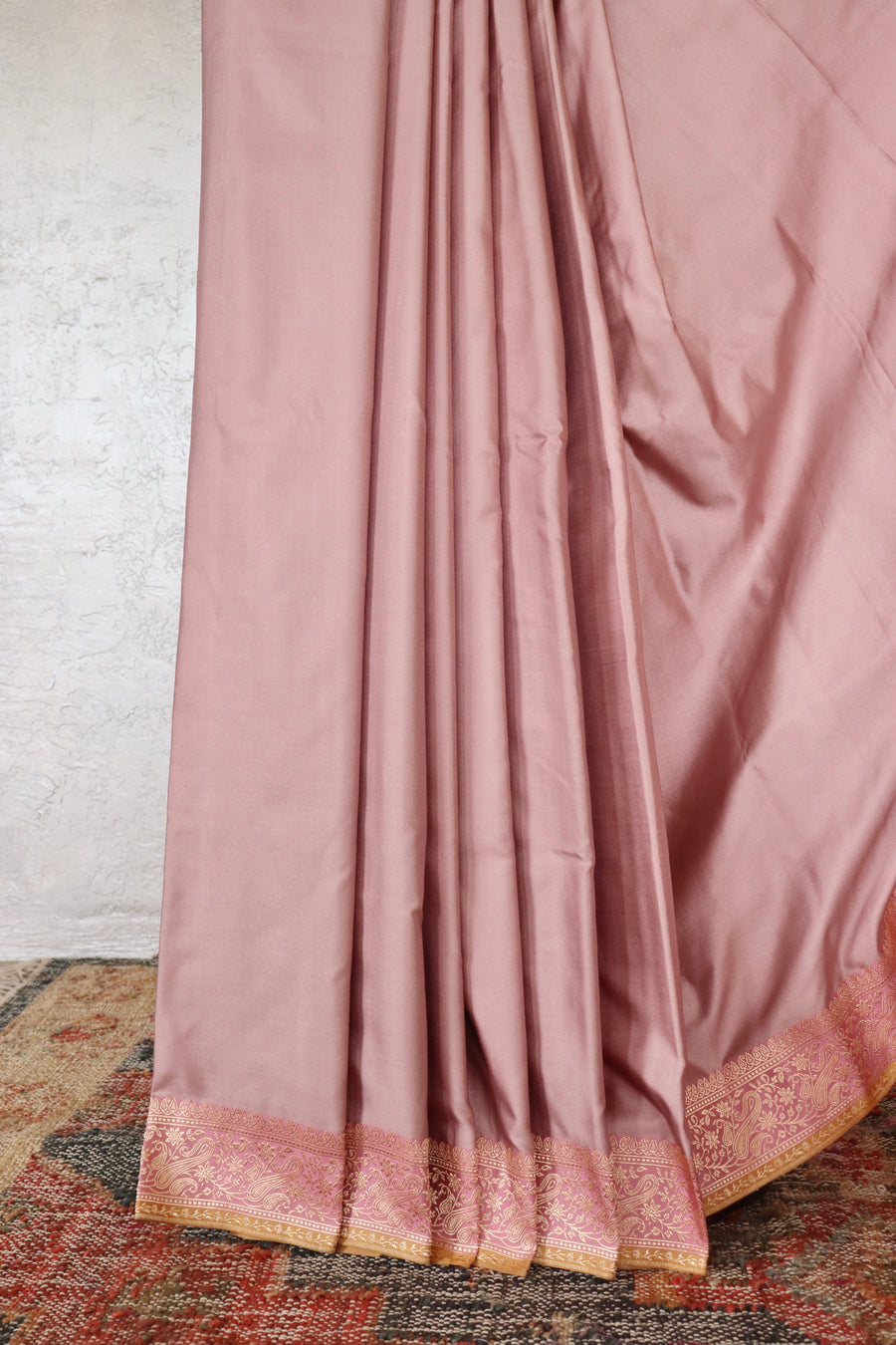 Pink Banarasi Handwoven Satin Silk Saree