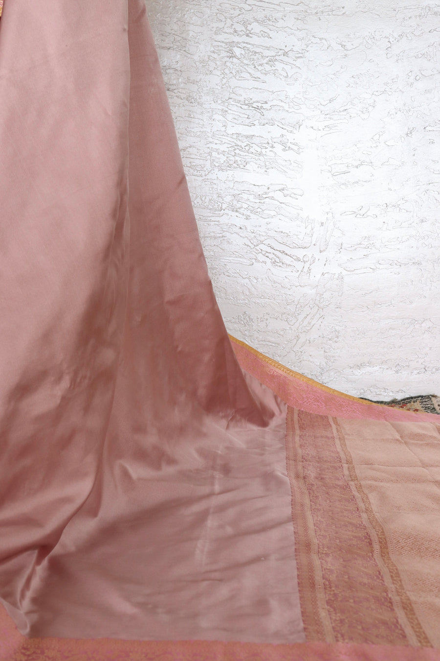 Pink Banarasi Handwoven Satin Silk Saree