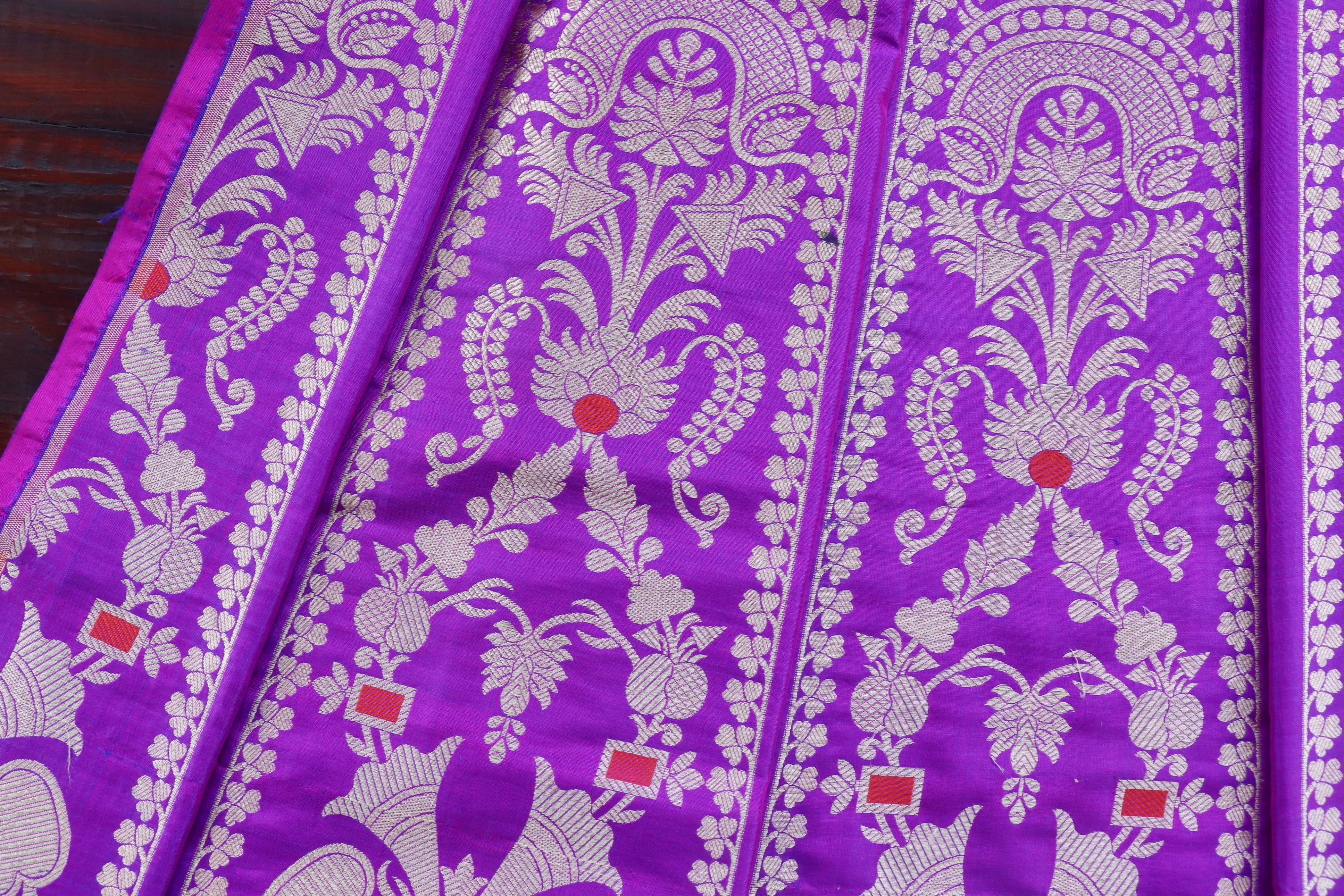 Purple Pure Silk Handloom Banarasi Lehenga