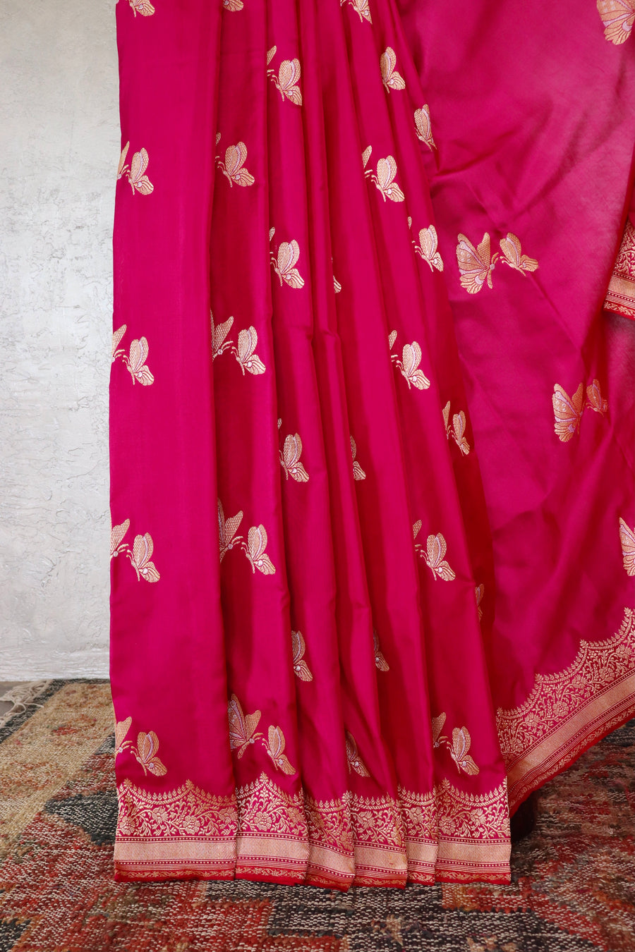 Rani Butterfly Motif Pure Silk Handloom Banarasi Saree