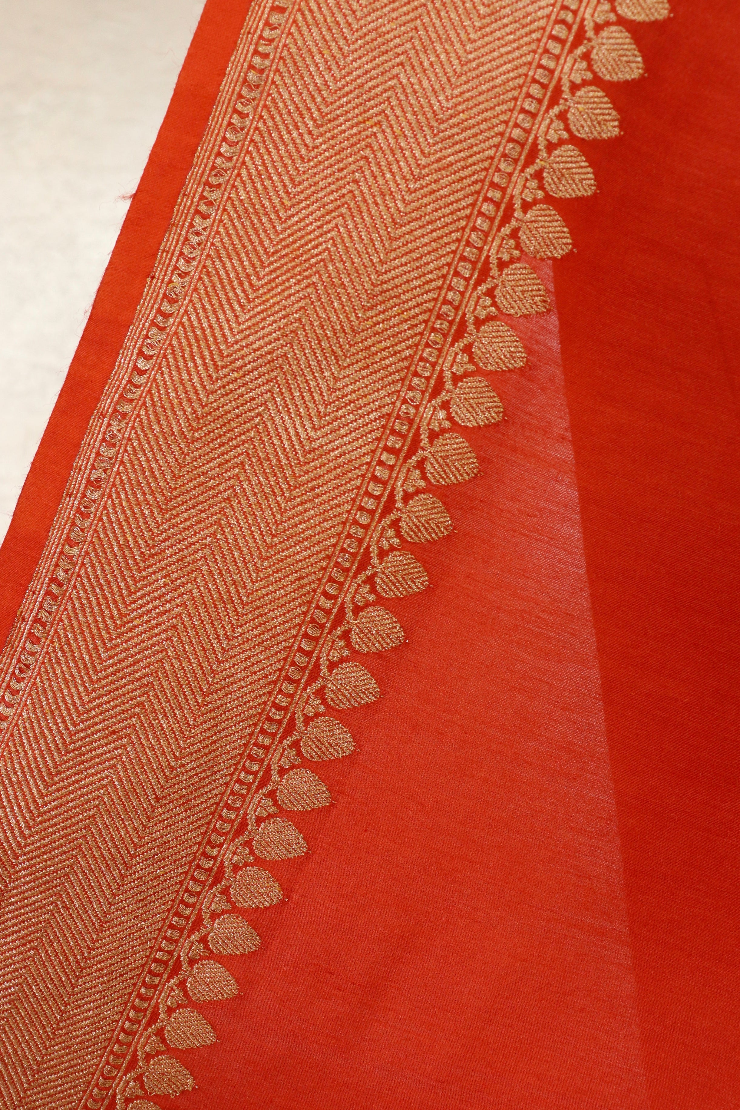 Rust Orange Kadhua Motif Munga Silk Handloom Saree