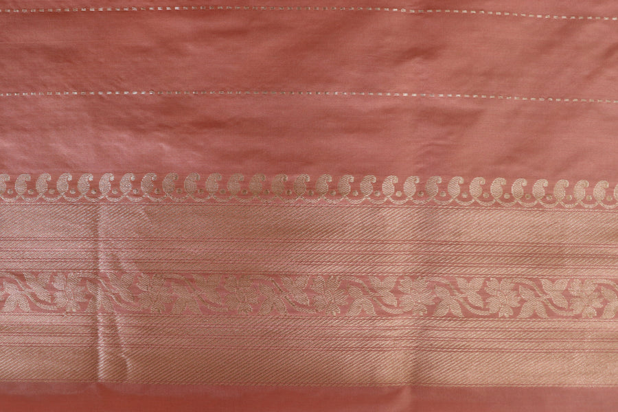 Salmon Pink Aada Jangla Pure Katan Silk Banarasi Saree