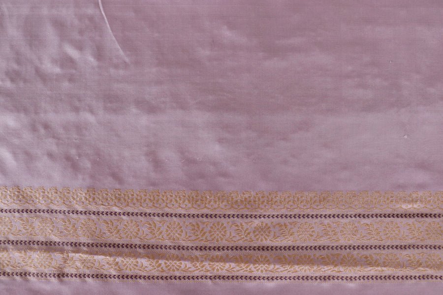 Lilac Peacock Motif Pure Silk Handloom Banarasi Saree