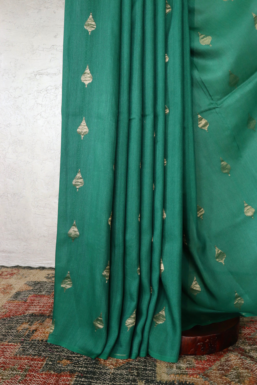 Deep Green Munga Silk Handloom Saree