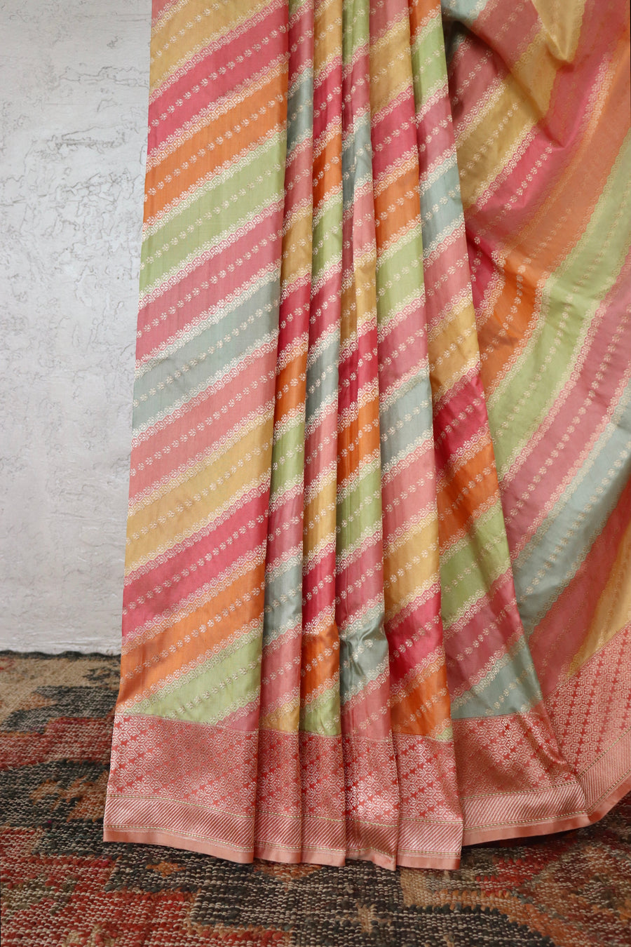 Multicolor Banarasi Rangkaat Pure Silk Handloom Saree