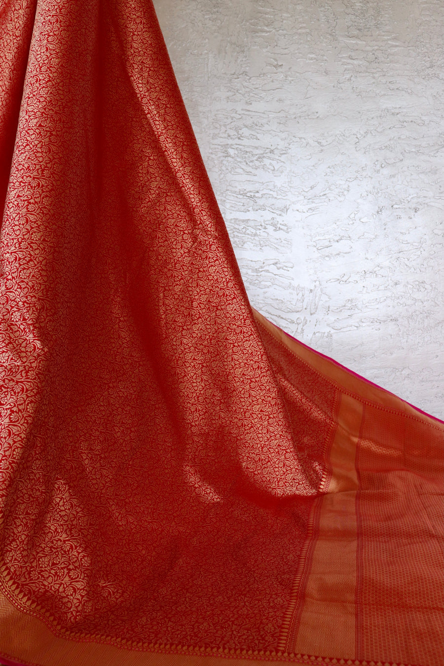 Red Brocade Jaal Pure Silk Handloom Banarasi Saree