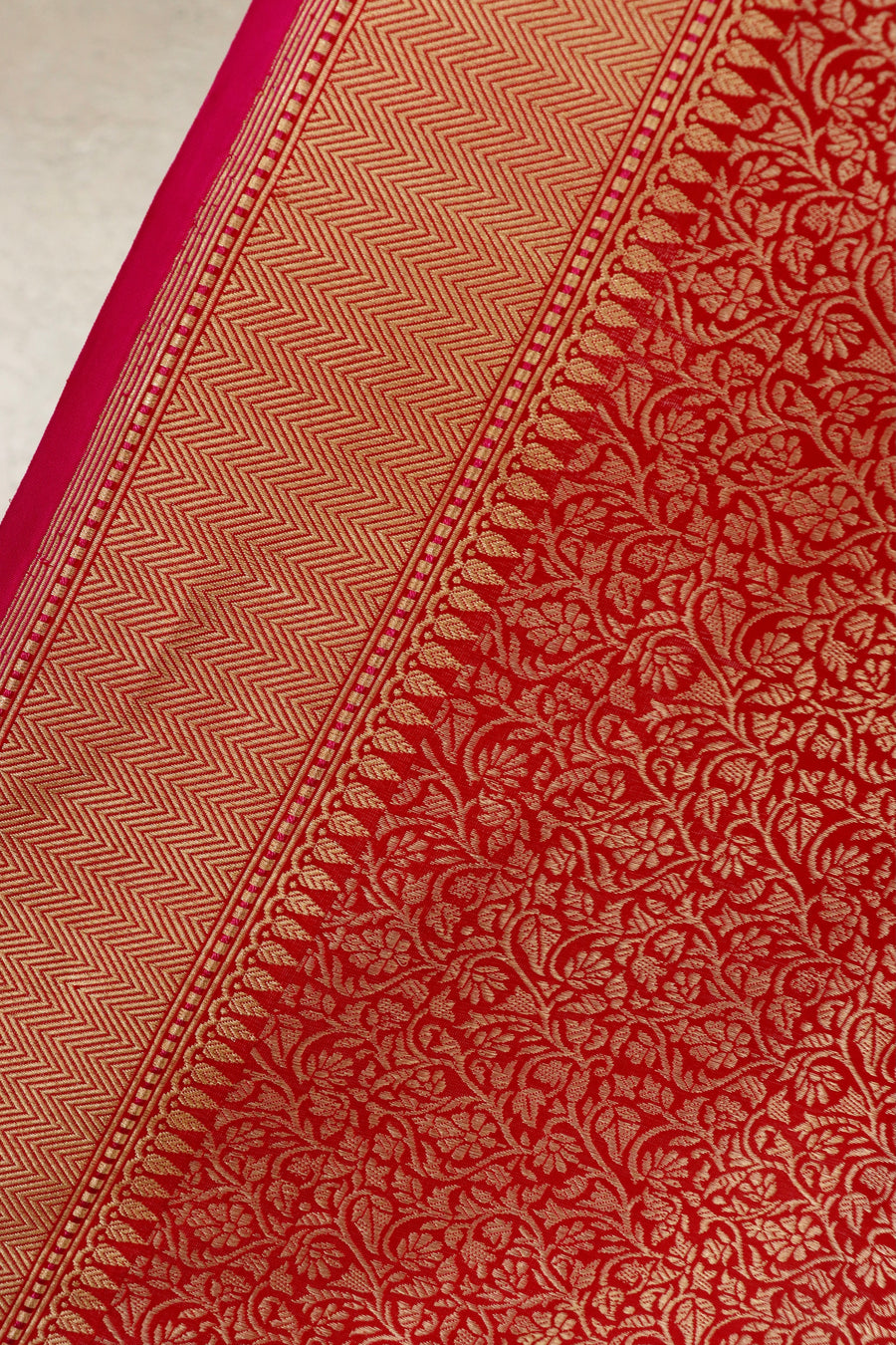 Red Brocade Jaal Pure Silk Handloom Banarasi Saree