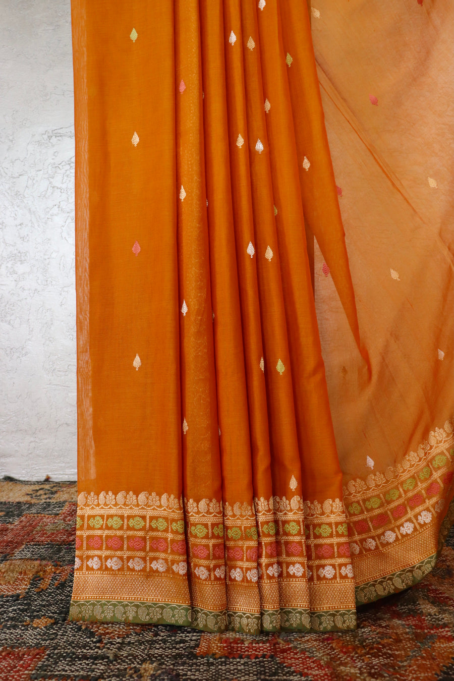Mustard Meenadar Pure Cotton Banarasi Handloom Saree