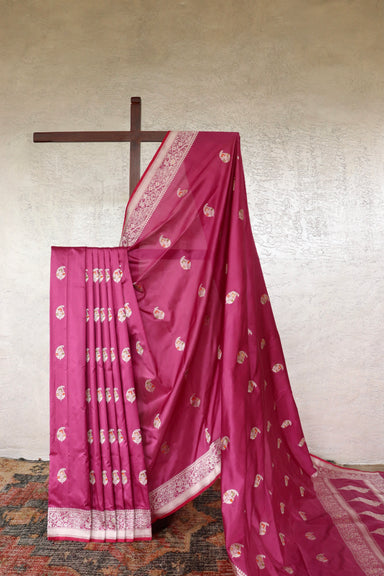 Mulberry handloom Banarsi saree with kairy motifs in pure silk