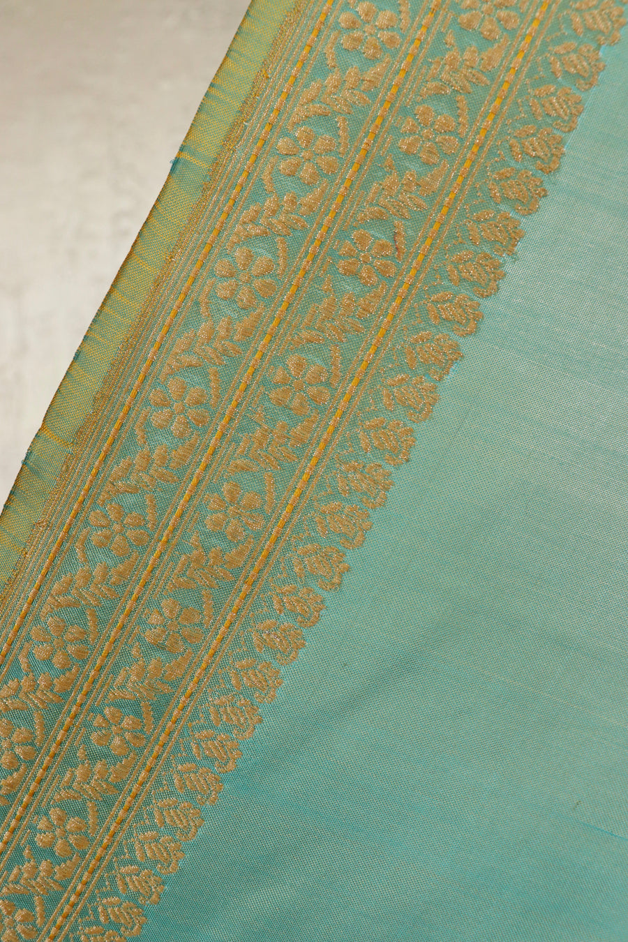 Sky Blue Peacock Motif Pure Silk Handloom Banarasi Saree