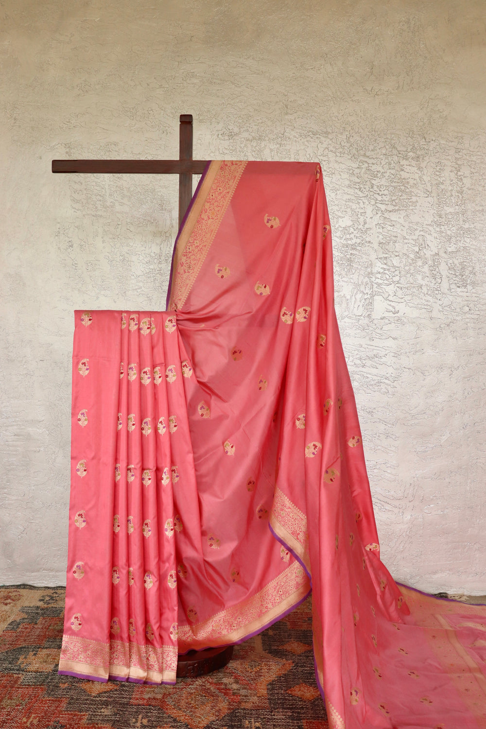 Pink Kairy Pure Silk Handloom Banarasi Saree