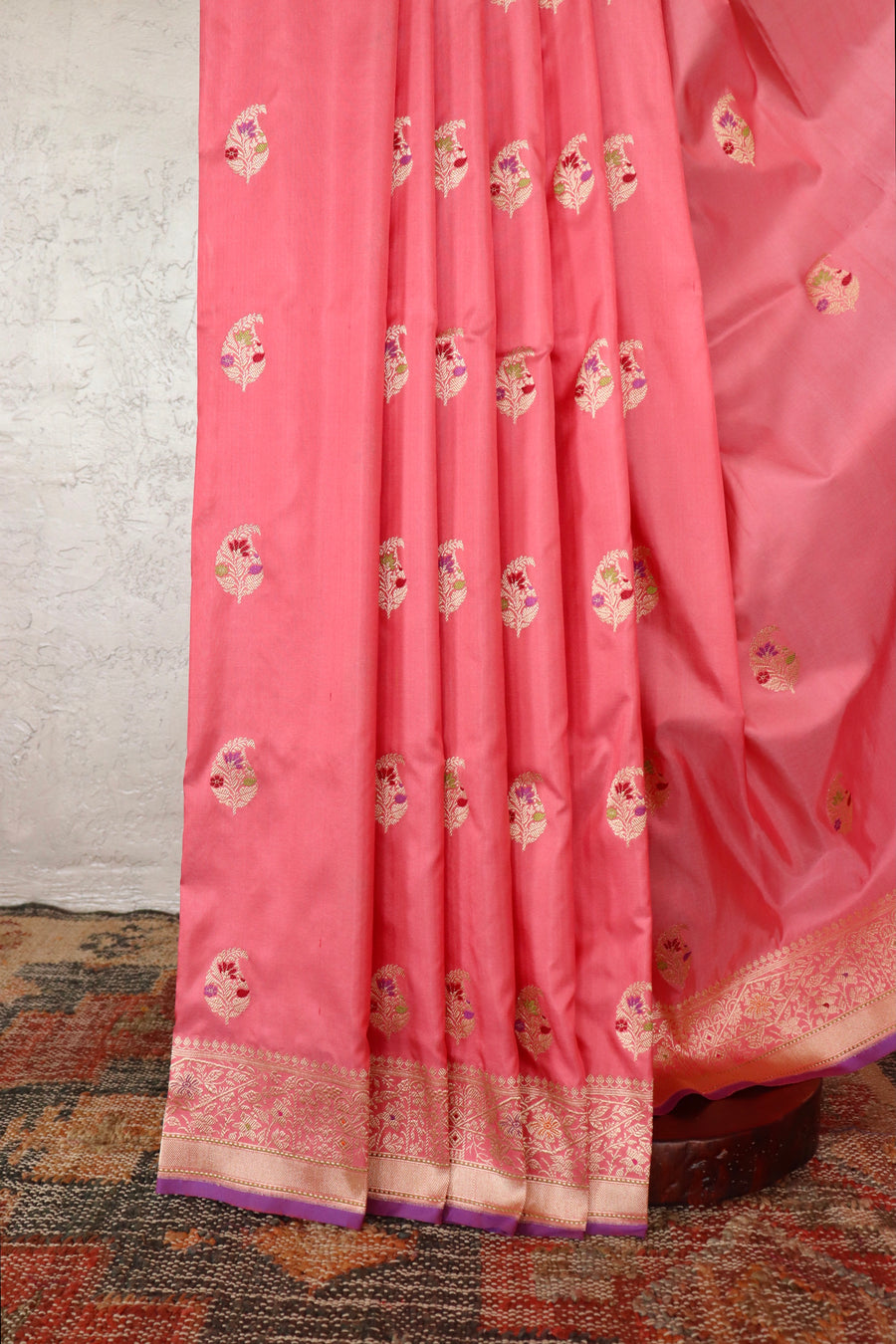 Pink Kairy Pure Silk Handloom Banarasi Saree