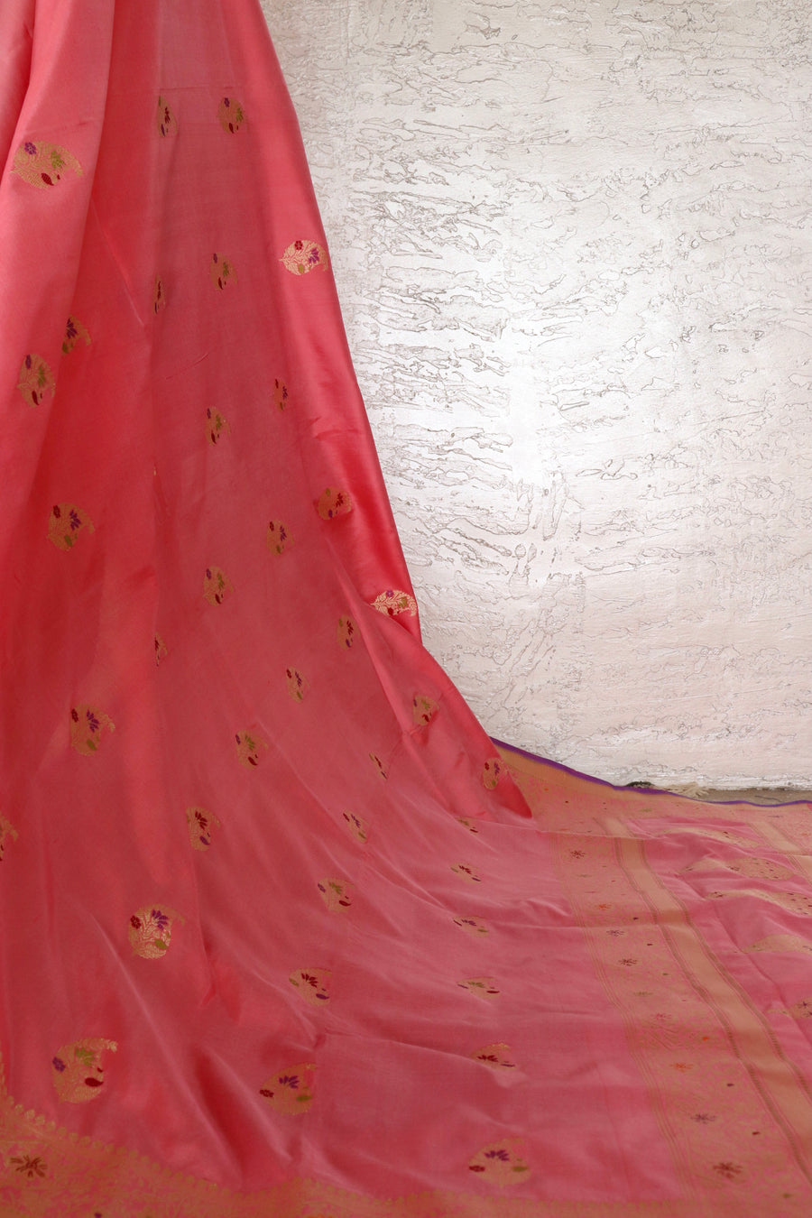 Pink Kairy Pure Silk Handloom Banarasi Saree