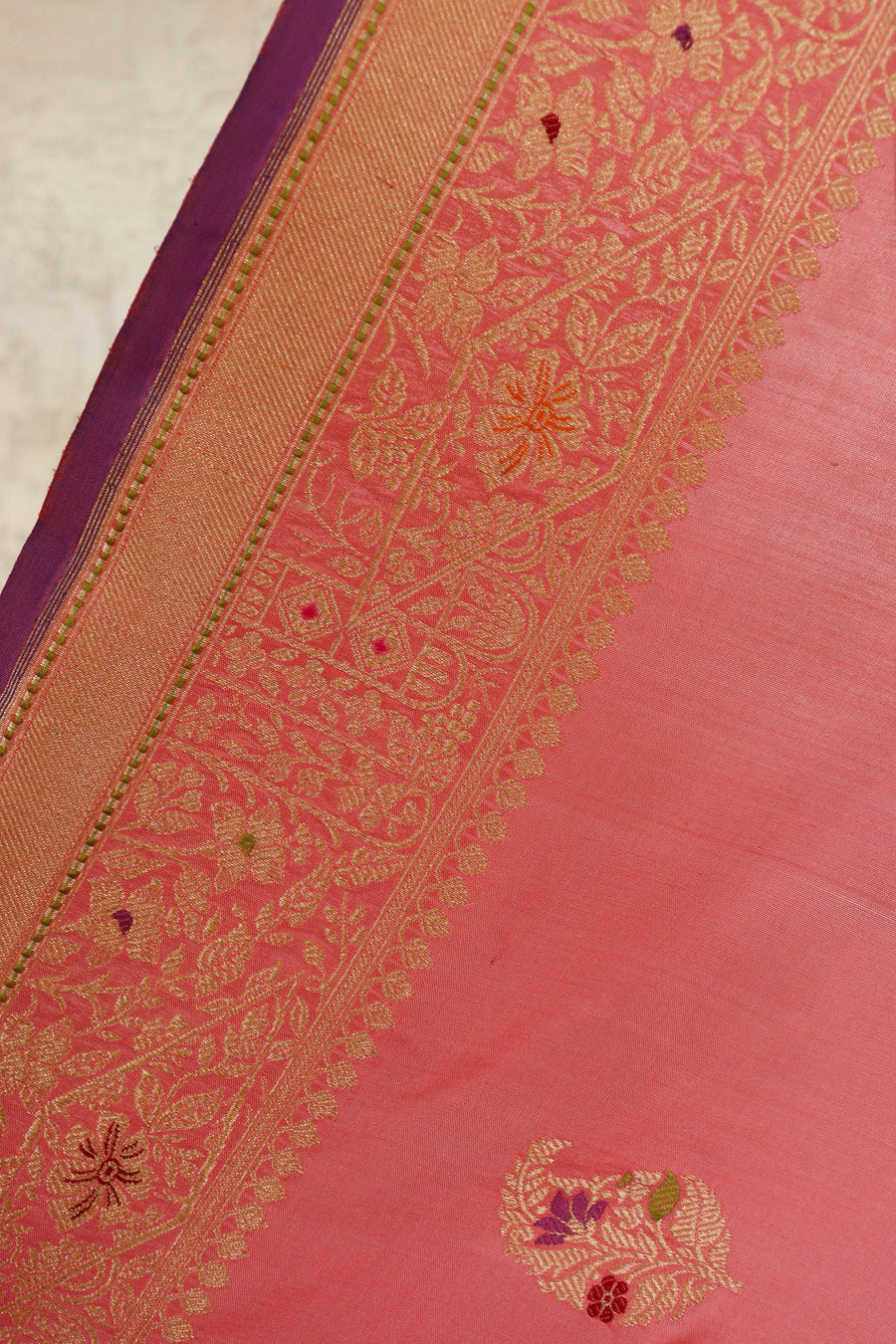 Pink Kairy Pure Silk Handloom Banarasi Saree