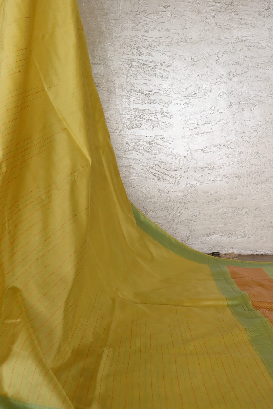 Lemon Yellow Kadhua Motif Silk Handloom Saree