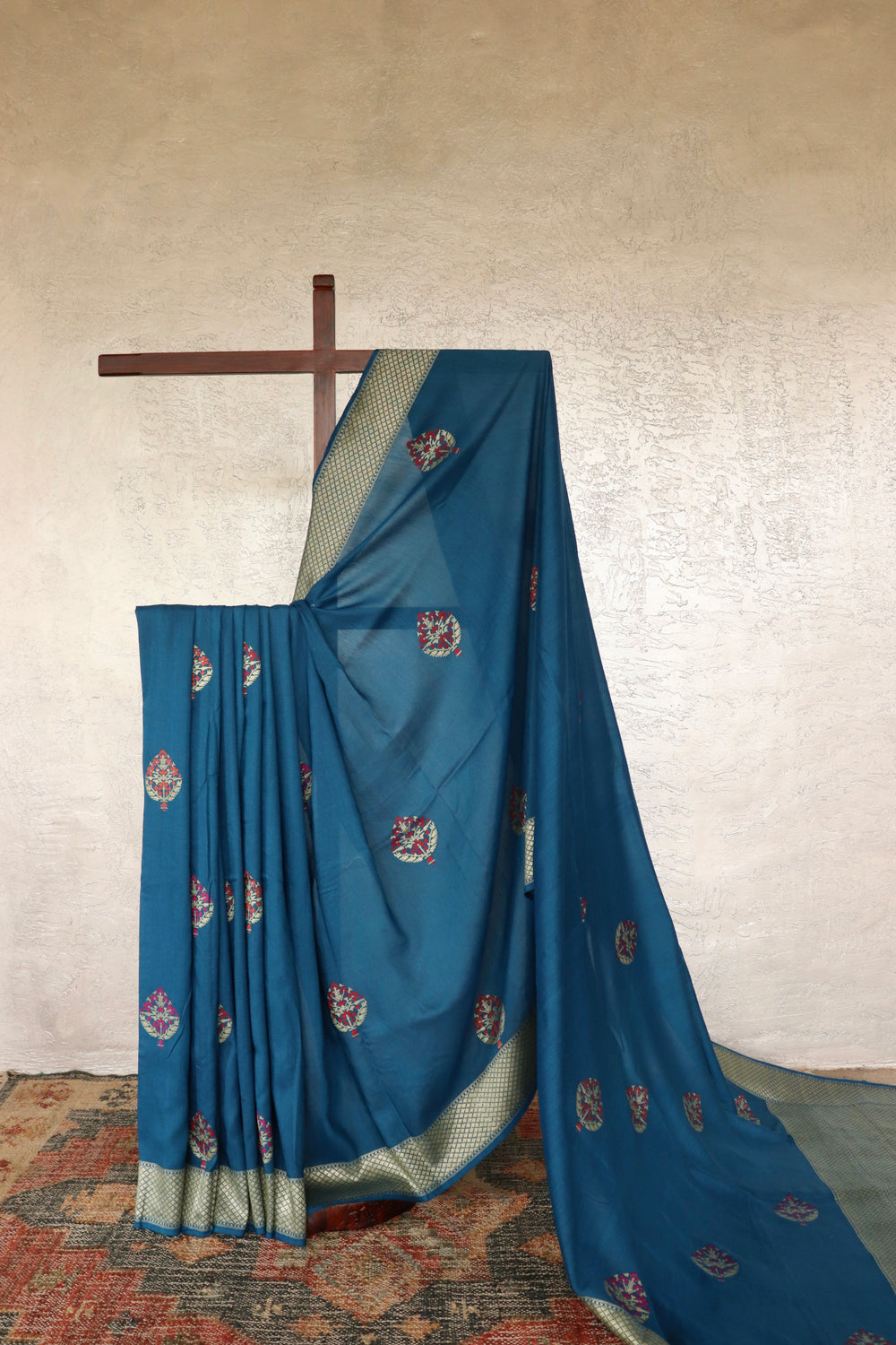 Blue Kadhua Motif Munga Silk Handloom Saree
