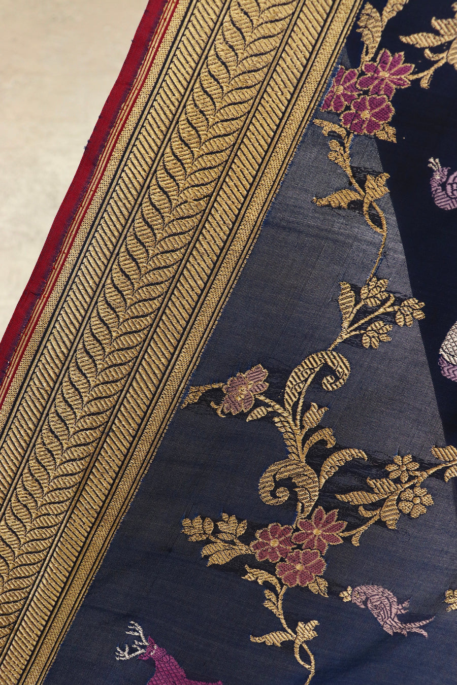 Royal Blue Kadhua Shikargah Pure Silk Handloom Banarasi Saree