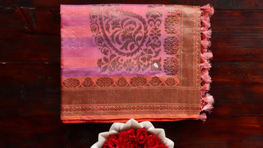 Multicolor handloom Banarsi saree with kadhua motifs in pure silk