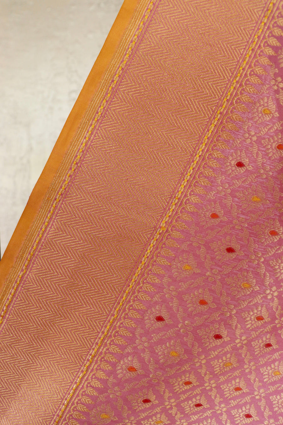 Pink Meenadar Tanchoi Pure Silk Handloom Banarasi Saree