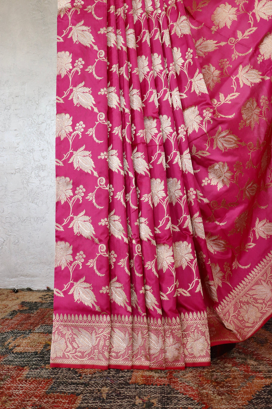 Pink Chinar Jangla Pure Silk Handloom Banarasi Saree