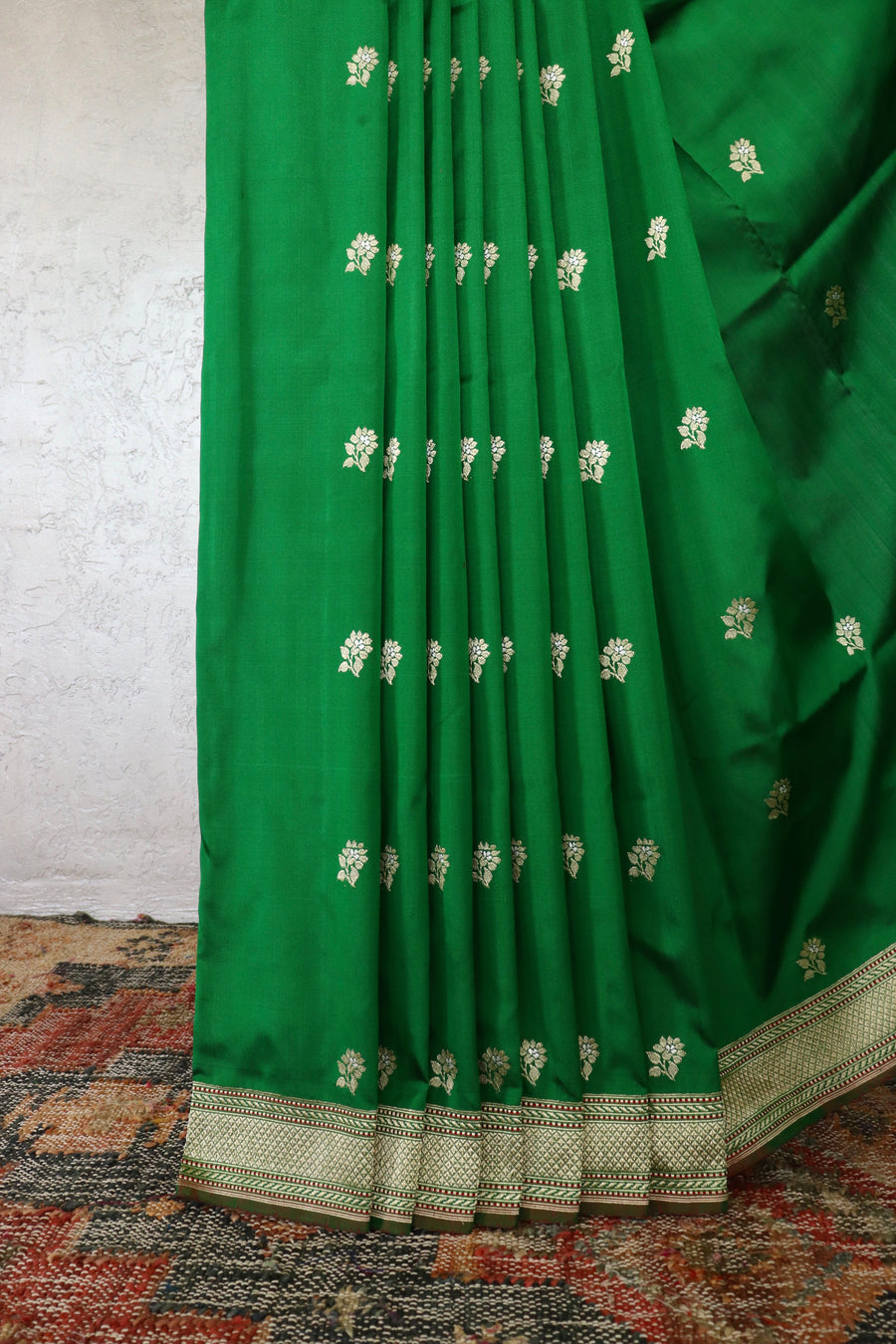Green Kadhua Motif Pure Silk Handloom Banarasi Saree