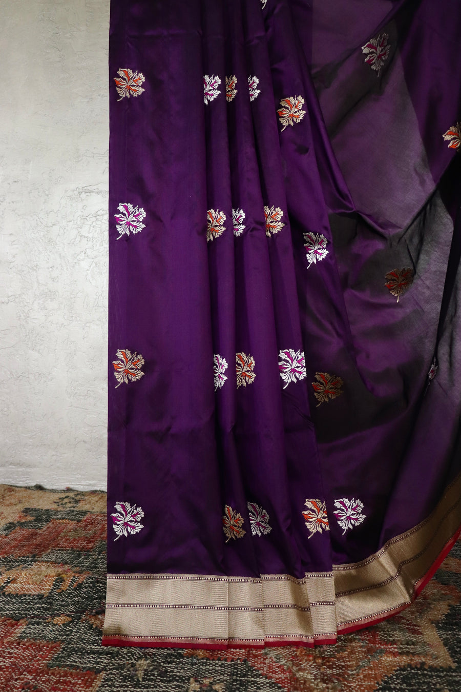 Purple Kadhua Motif Katan Silk Pure Handloom Banarasi Saree
